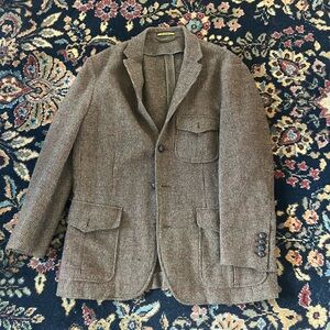Rugby Ralph Lauren Men's Brown Tweed Blazer - Classic Casual Sport Coat Large